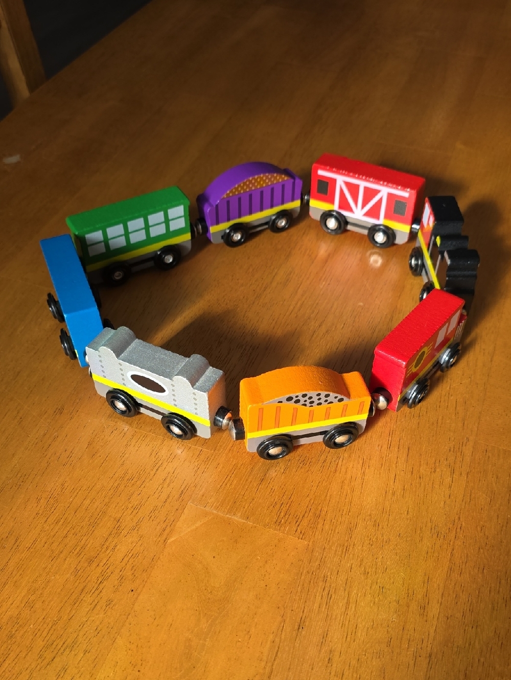 Melissa And Doug Colorful Wooden Train Set Cars - Multi-Color Kids Toy